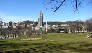Pitt and Carnegie Mellon (with Forbes Quad & Baker Hall included) as seen from Schenley Park, Pittsburgh, PA, March 21, 2013. (http://milliverstravels.com).