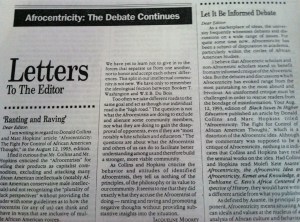 Letters to the Editor, Black Issues in Higher Education, September 9, 1993. (Donald Earl Collins).