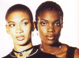 1990s R&B/hip-hop duo Zhané from their 1994 album cover Pronounced Jah-Nay, May 22, 2013. (http://centrictv.com).