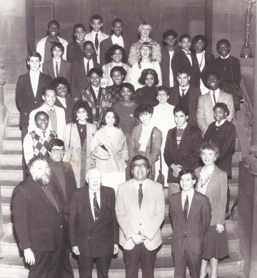 MVHS AP US History/Mock Trial Team visit to Mount Vernon's City Hall with Harold Meltzer and Frank Pandolfo, March 18, 1986. (Frank Pandolfo).