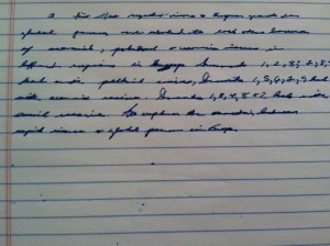 My pretend version of an introduction to a documents-based question essay for AP World History (in my best-worst handwriting), June 21, 2013. (Donald Earl Collins).