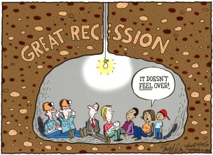 "Great Recession: It doesn't feel over," Bob Englehart, Hartford Courant, September 29, 2010. (http://blogs.courant.com).