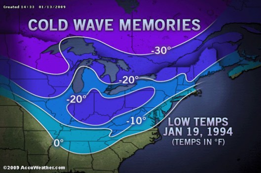 East Cold Wave Compared To 1994,  January 13, 2009. (http://www.accuweather.com).