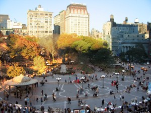 Union Square, Manhattan (about two blocks from NY office on Fifth Avenue), November 14, 2005. (Postdlf via Wikipedia). Released to public domain via Creative Commons 3.0.