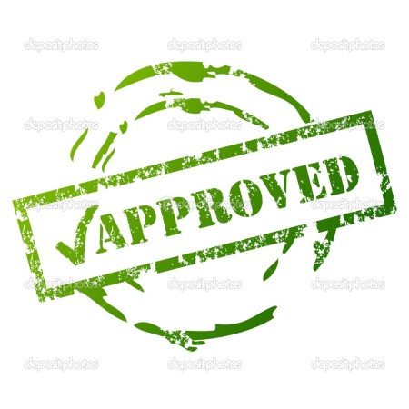 Approved rubbed stamp in green, March 17, 2014. (http://depositphotos.com).