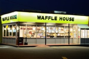 Waffle House, off UGA's main campus (and across street from seedy motel I stay in night before conference), Athens, GA, June 1, 2011. (http://www.123rf.com).