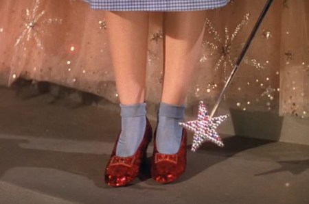 Dorothy's heel-clicking in screen shot from The Wizard of Oz (1939), August 29, 2014. (http://vivandlarry.com). Qualifies as fair use under US copyright laws - low resolution and relevance to subject matter.