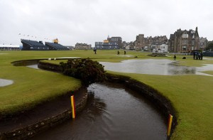 The loop water near the 1st green at St. Andrews' Old Course, (where Tiger put his second shot of his 1st round), Scotland, UK, July 16, 2015. (http://golfdigest.com).