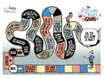 The American Dream Game cartoon, January 21, 2014. (David Horsey/LA Times).