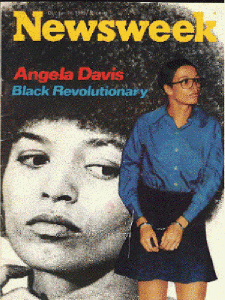 Angela Davis on Newsweek cover after 1970 arrest, October 26, 1970. (http://pinterest.com). Qualifies as fair use due to adjustments for low resolution.