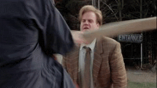 Chris Farley facing a hard truth, being hit by a 2x4 in Tommy Boy (1995), April 26, 2016. (http://stream1.gifsoup.com/).