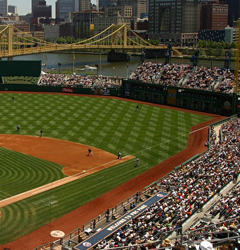 Crop of PNC Park (as metaphor for the political state of the US), Pittsburgh, PA, July 20 2005 (alpineinc via Wikipedia/Flickr). Released to public domain via CC-SA-3.0.